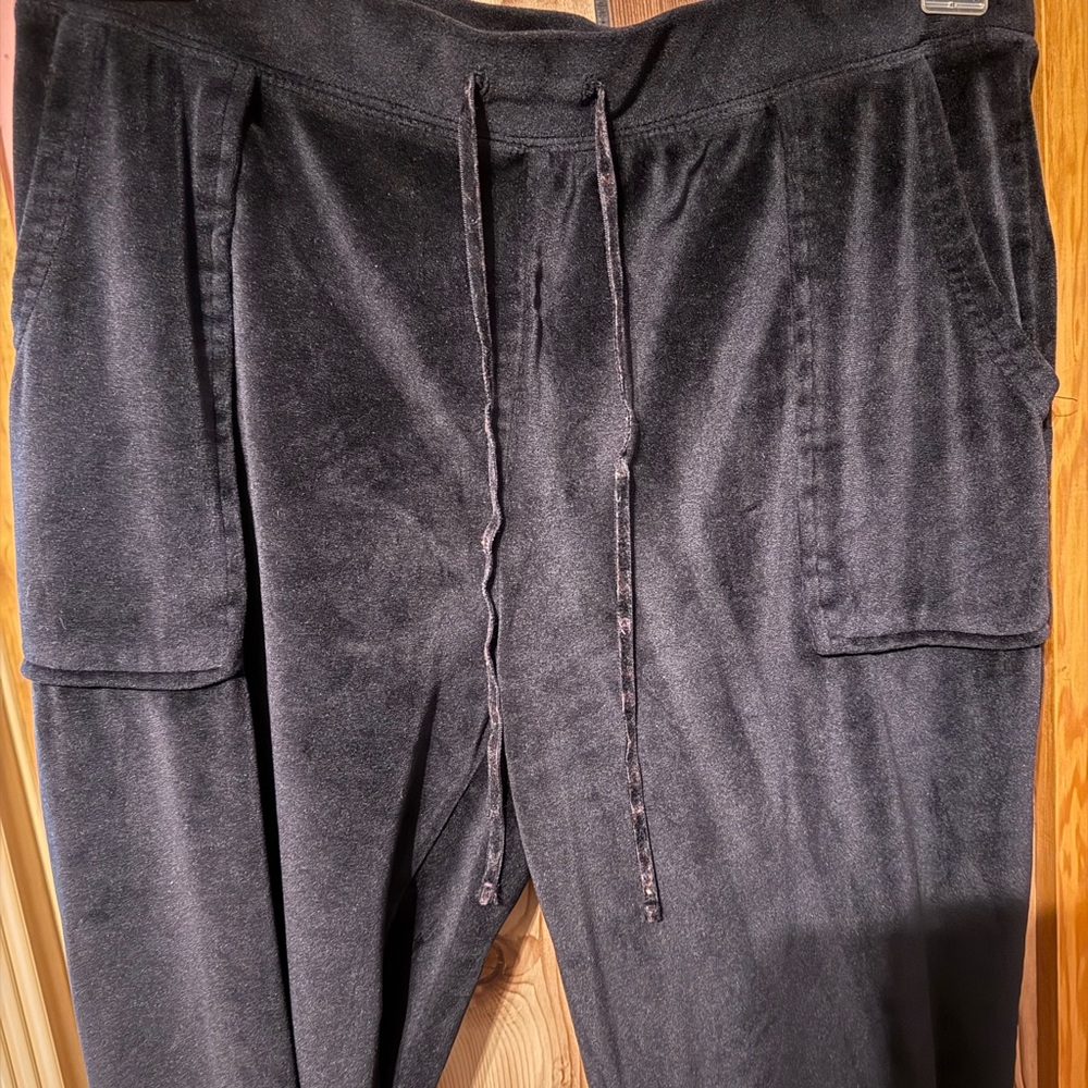 Black suede Drawstring Pants